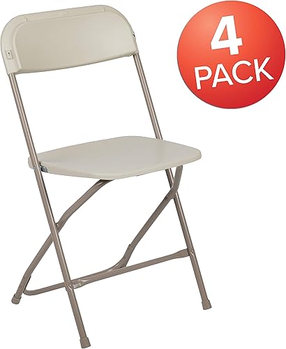 Miniatura 4 de Flash Furniture Series Hercules - Silla plegable de plástico, color beige, paquete de 4, capacidad de peso de 650 libras, cómoda silla para eventos,