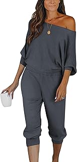 Two Piece Sets for Women Fall 2025 Ribbed Knit Off Shoulder Tops Lounge Pants Tracksuit Fashion Clothing