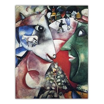 子犬　Marc Chagall 抽象画 金色フレーム 子犬様専用 Marc Chagall 抽象画 金色フレーム