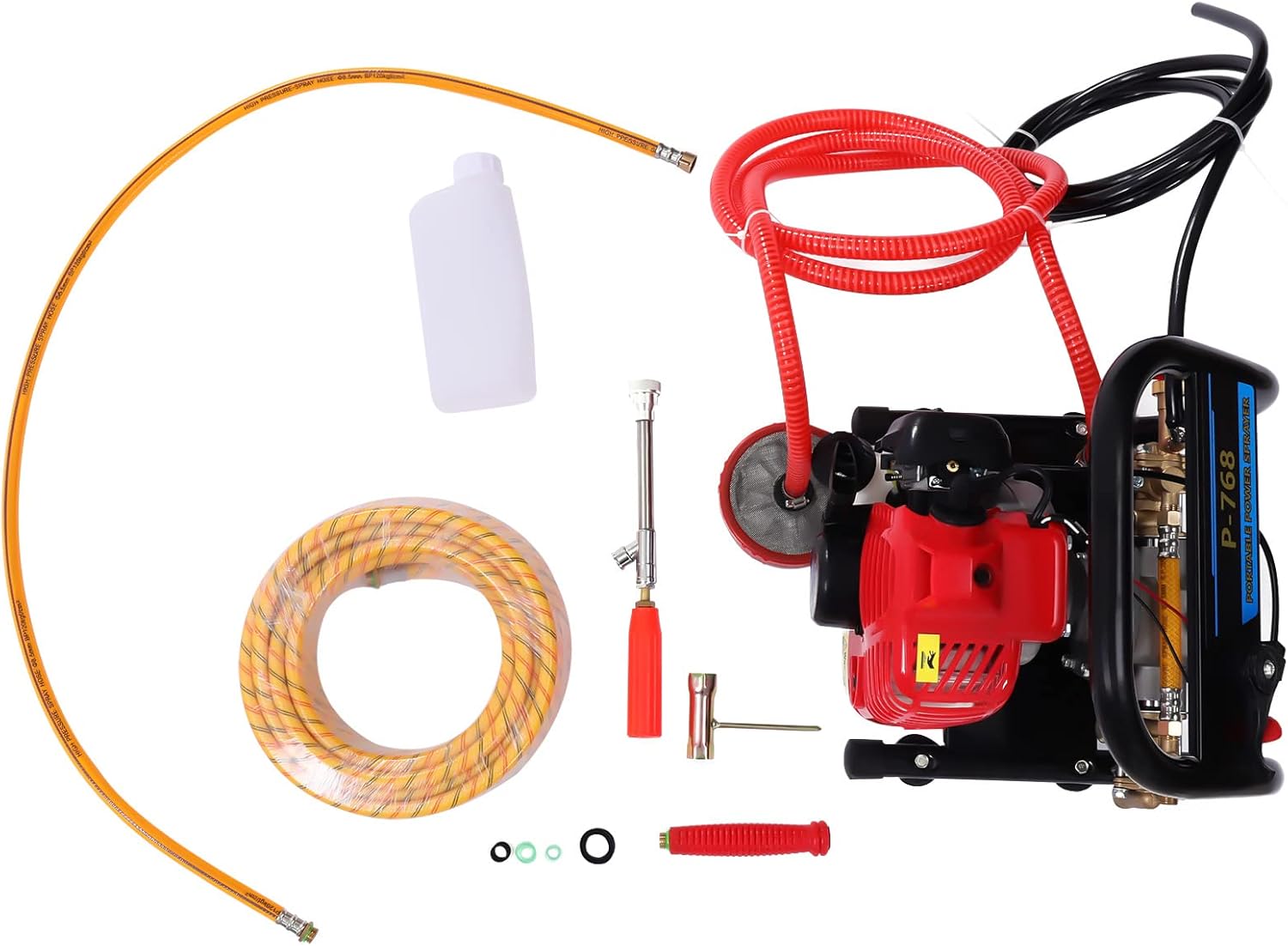 Spraying Machine Gas Powered, 26cc 2-Stroke 0.9HP 8500RPM Gasoline Agricultural Mist Duster Sprayer Portable High Pressure Sprayer for Patios Garden Cleaning