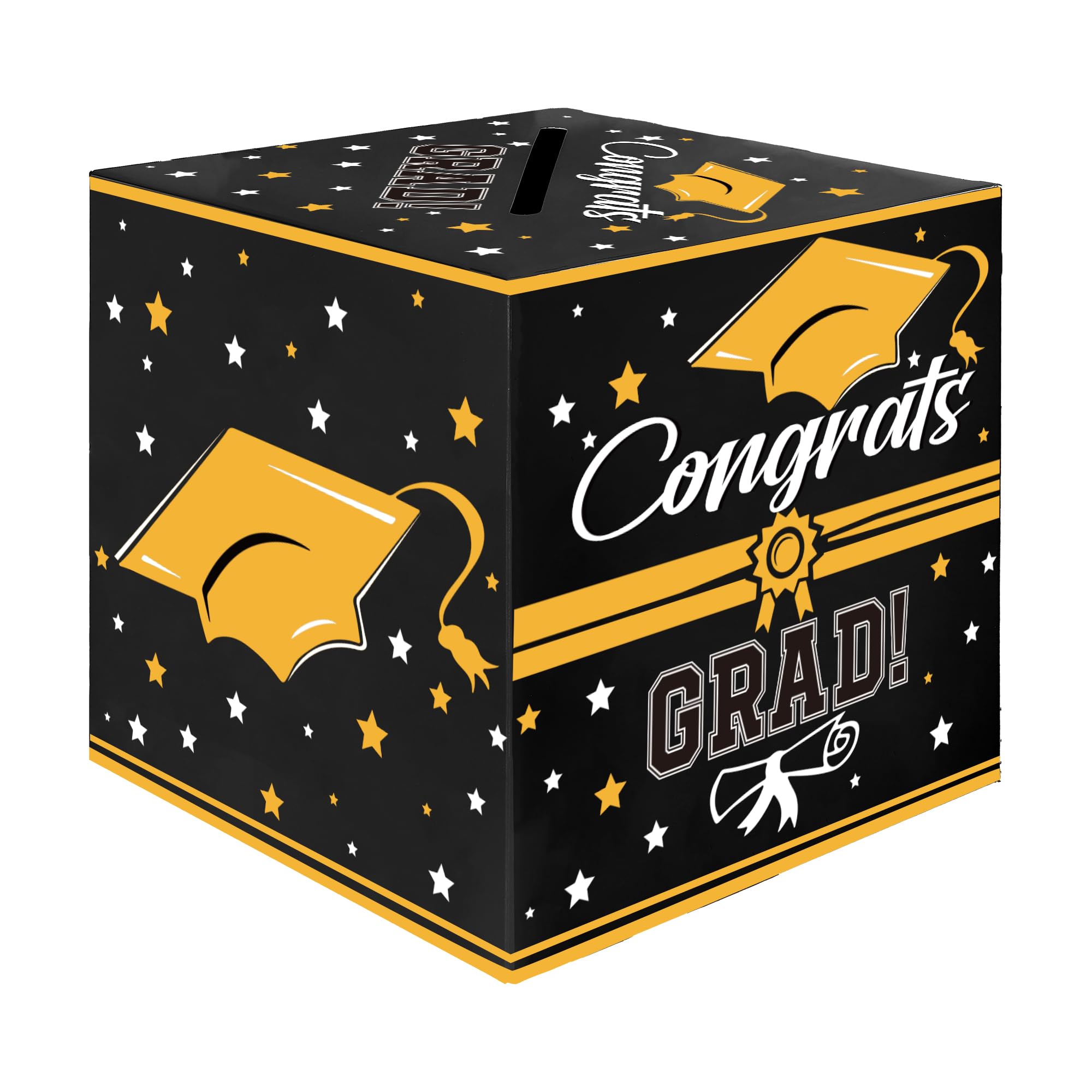 Graduation Card Box, Graduation Party Decorations 2026, Black Graduation Box, Graduation Card Holder, Foldable Cardboard Congrats Grad Card Gift Box for Graduation Party Supplies Party Favors