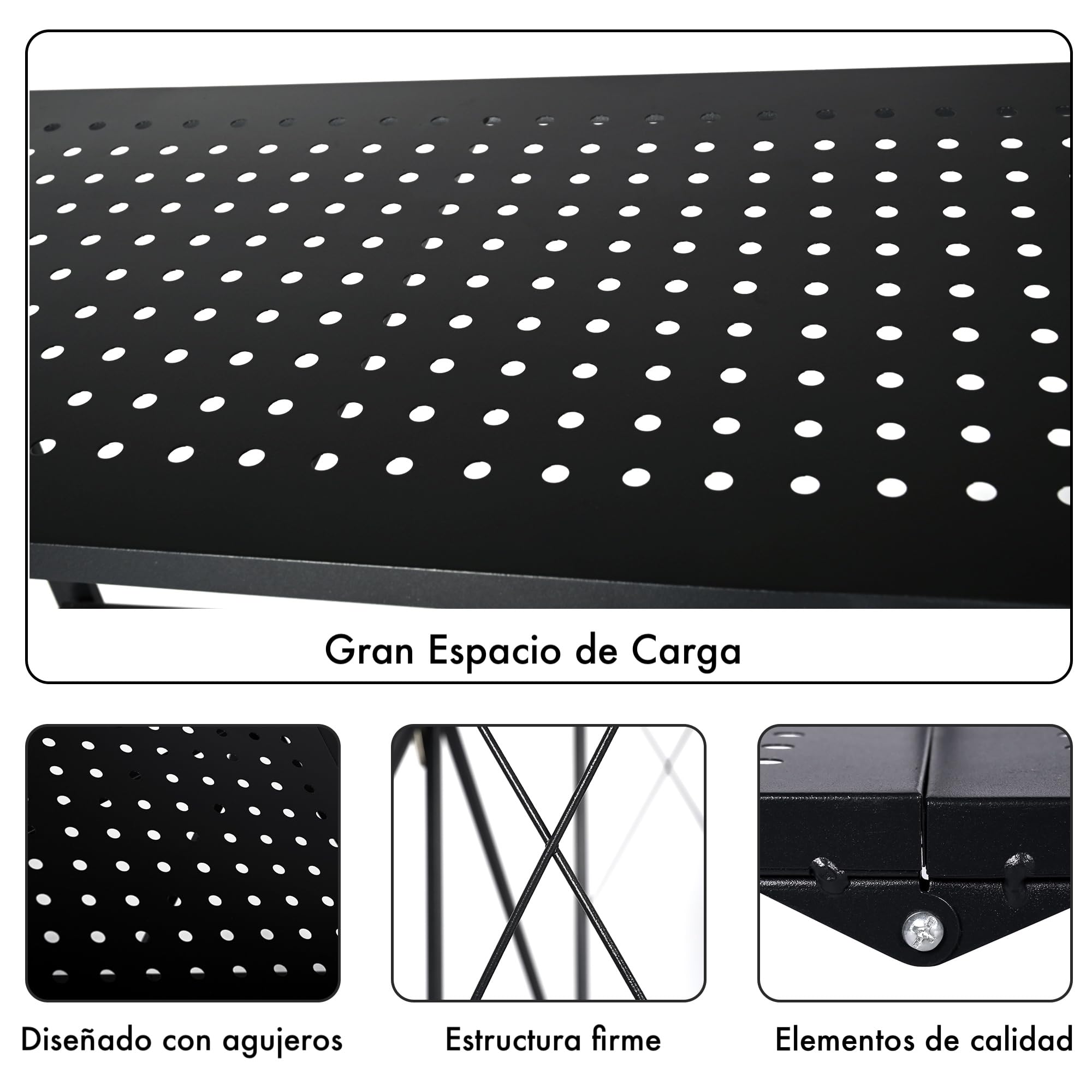 Estantería Plegable de Metal con Ruedas | Mueble Organizador con 5 estantes Resistentes y Estructura Reforzada | Diseño portátil, fácil de Montar y versátil para Cocina, Oficina, Garaje o Dormitorio