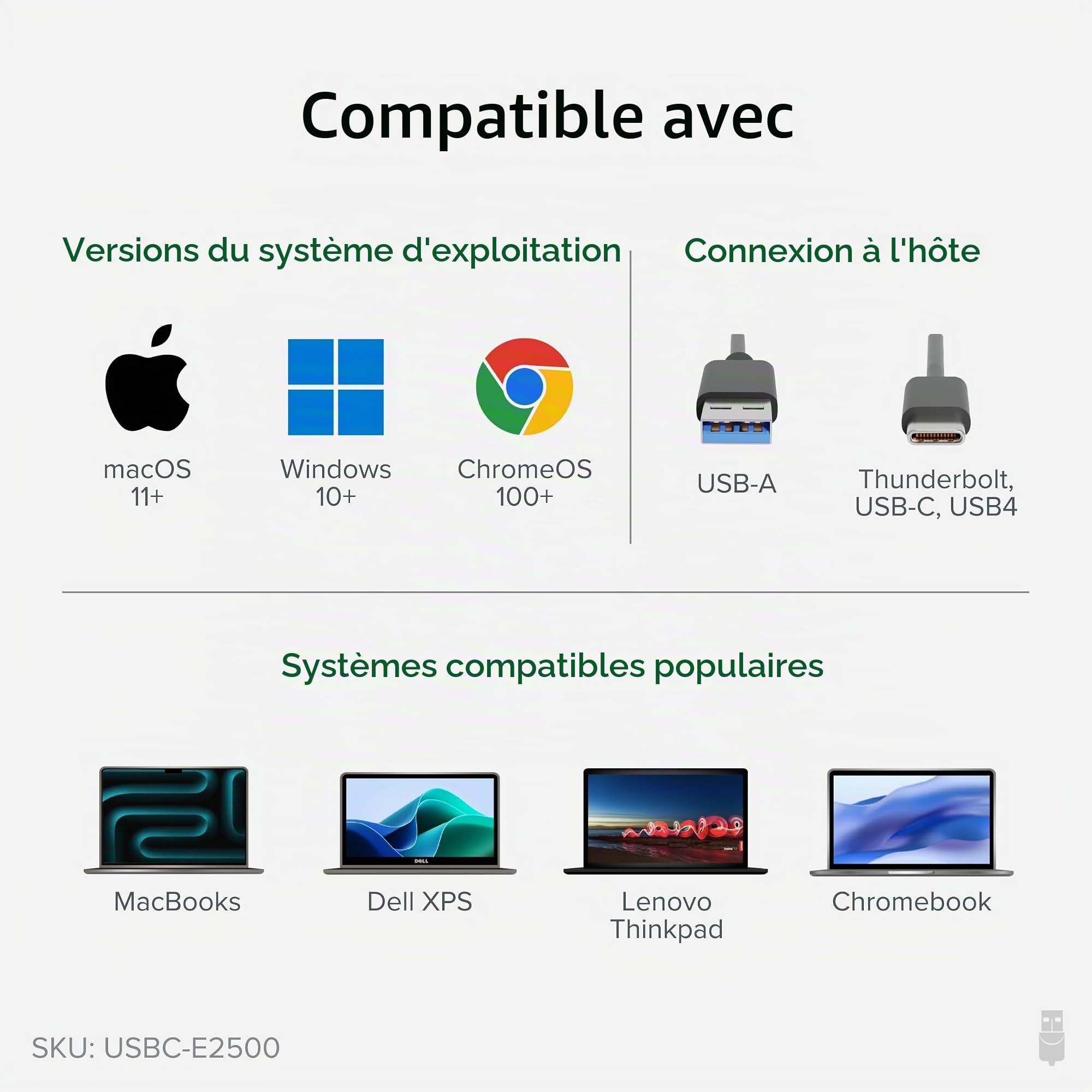 Plugable 2.5G USB C et USB vers Adaptateur Ethernet, Adaptateur 2 en 1, Compatible avec USB C/Thunderbolt 3 ou USB 3.0, USB-C vers RJ45 2.5 Gigabit LAN, Compatible avec Mac et Windows