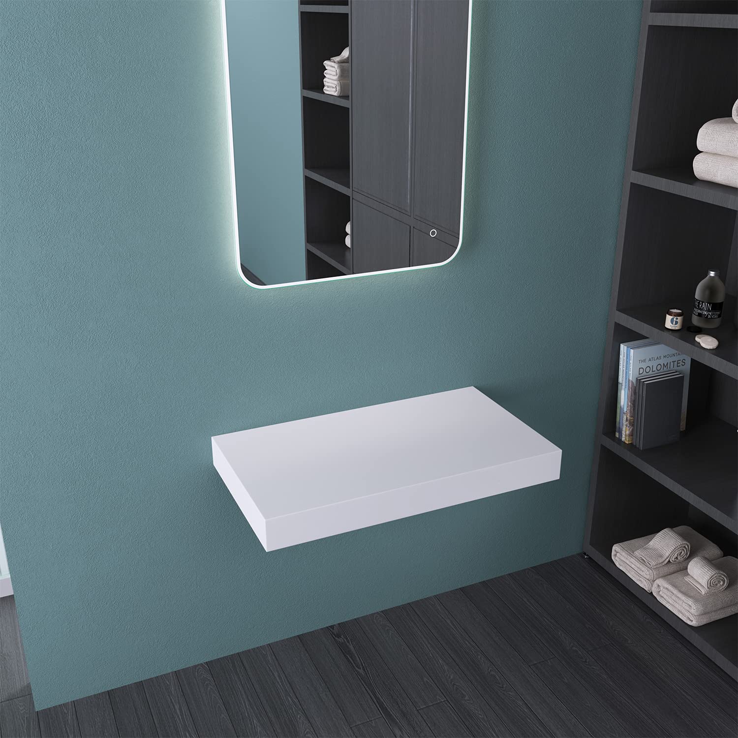 Db Durovin Bathrooms Shelf Alone Durovin Bathrooms Wall Mount Stone Resin Shelf Surface For Counter Top Basin - 750Mm X 500Mm (Wxd)