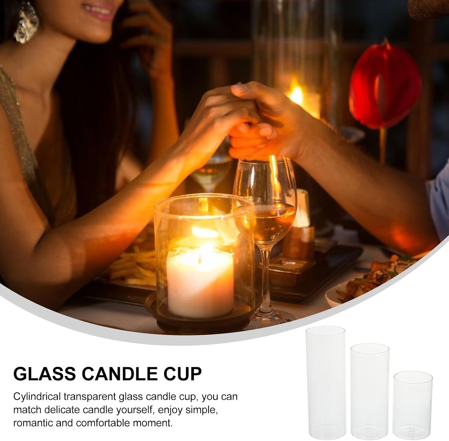 UPKOCH 3pcs Glass Candleholder Set with Cylindrical Votive Cups 270ml/400ml/500ml for Table Centerpiece and Desktop Candle Decor