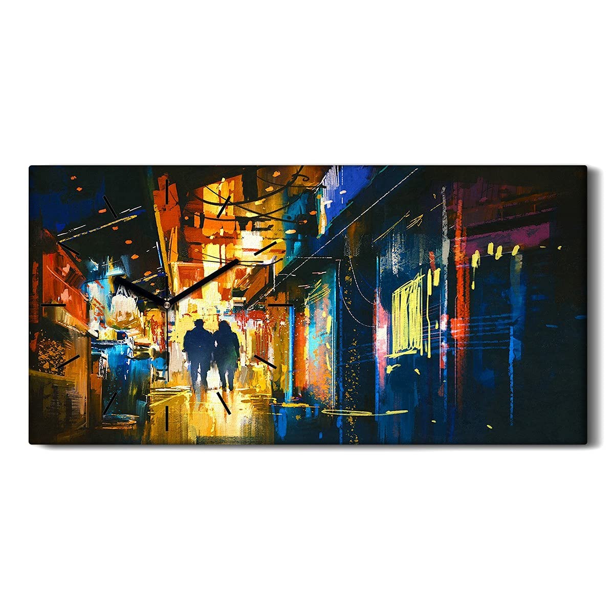 Horloge sur Toile Sans Tic-Tac Tableau Moderne 60x30cm Lumineuse Coloray