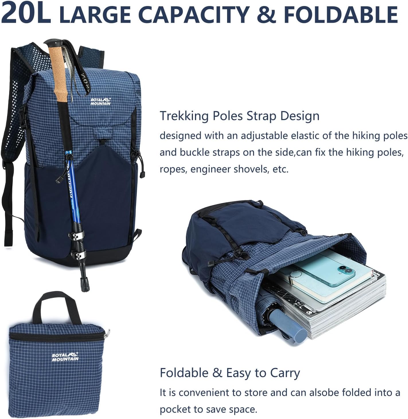 20l Hiking Backpack For Women&Men, Water Resistant Daypack Backpacks, Foldable & Pa... - Image 6