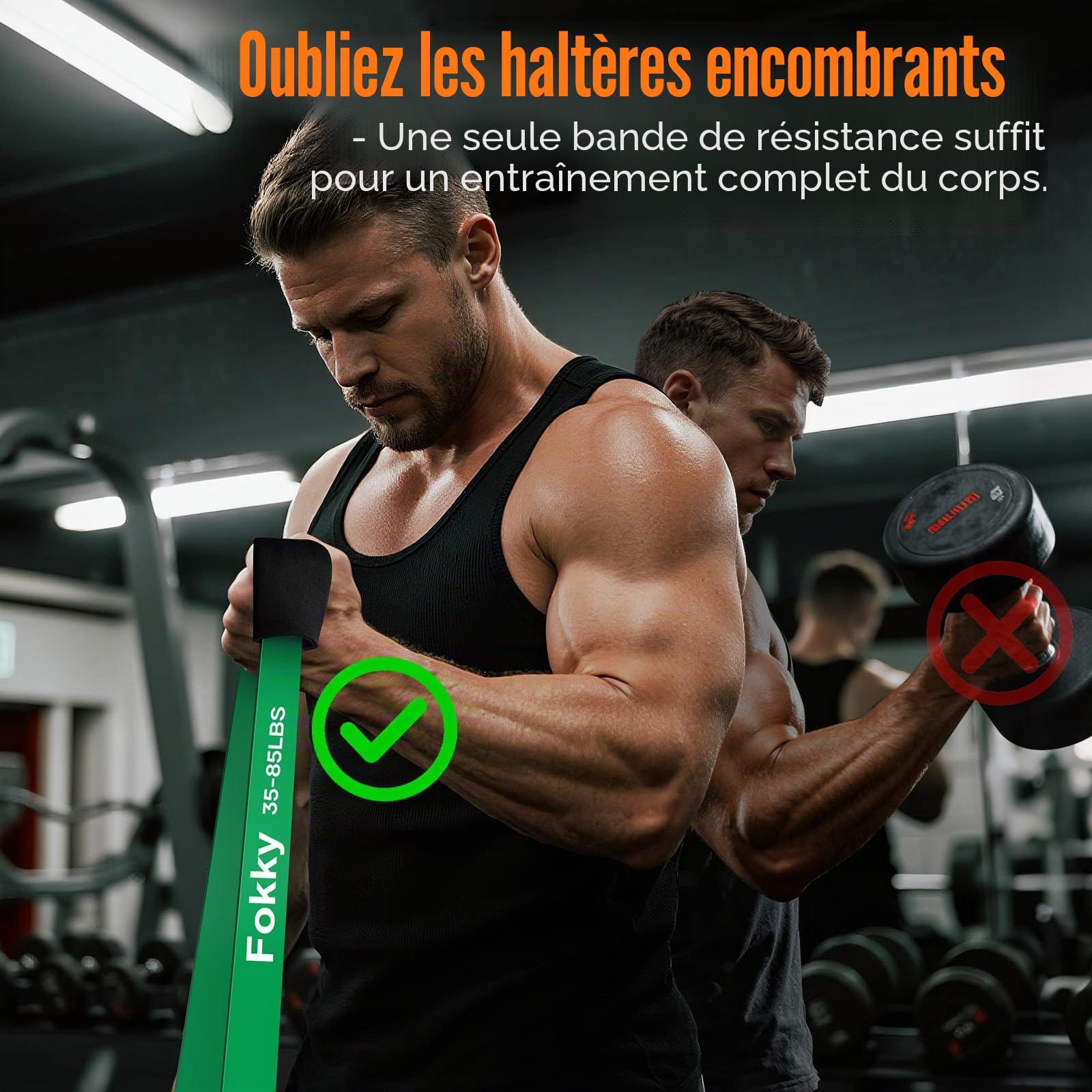Bande Élastique Musculation Fokky avec 5 Niveaux de Résistance et Ancrage de Porte