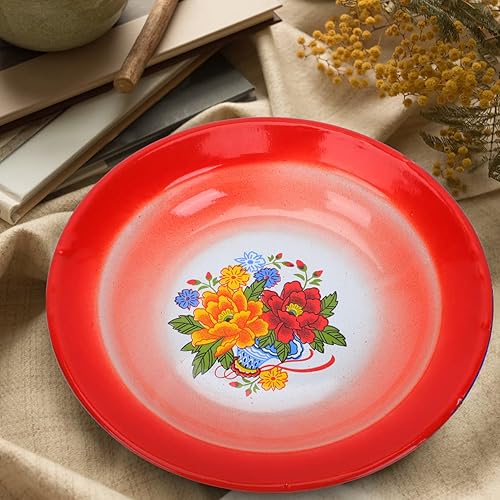 Miniatura 7 de Hemoton Plato de esmalte vintage de 6 uds. Plato de frutas esmaltado Plato de frutas Plato de ensalada vintage Plato de lavado de esmalte vintage