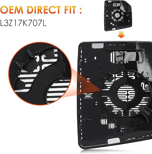 Miniatura 2 de F150 - Espejo de repuesto para espejo lateral izquierdo del conductor compatible con Ford f-150 2015 2016 2017 2018 2019 2020 con calefacción para