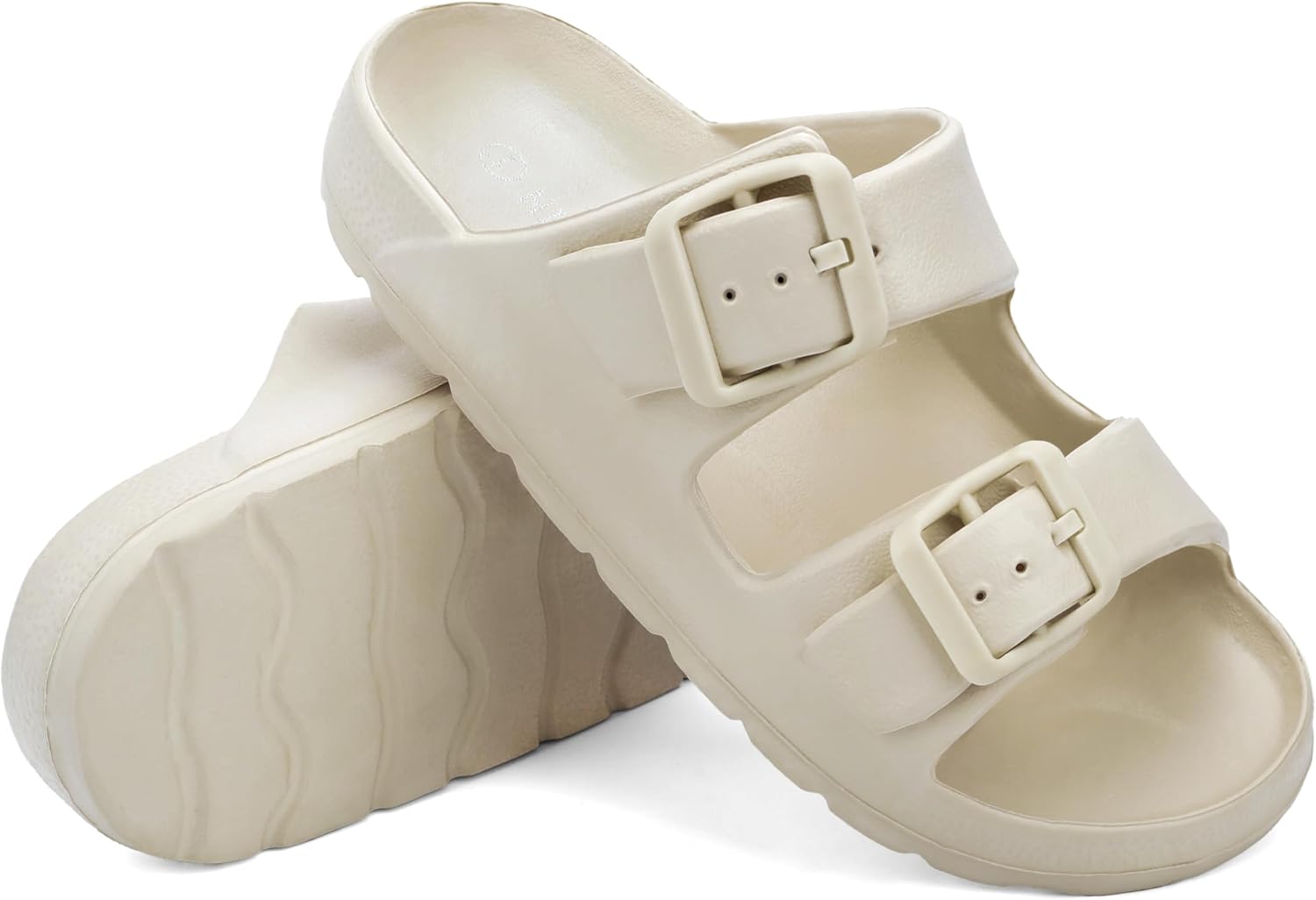 INMINPIN Boys Girls Double Buckle Slide Sandals Comfort Beach Pool Shower Slippers Adjustable Indoor Outdoor Little Kid/Big Kid