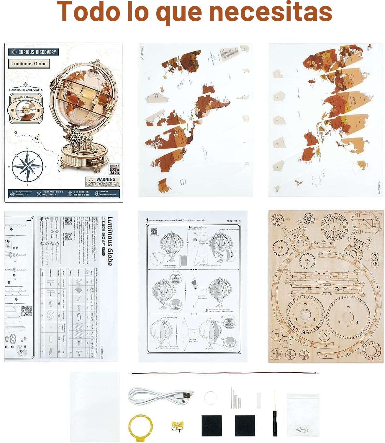 ROBOTIME Puzzle 3D Madera de Globo Luminoso, Maquetas para Construir Adultos, Mecánica Construcción Manualidades Kits