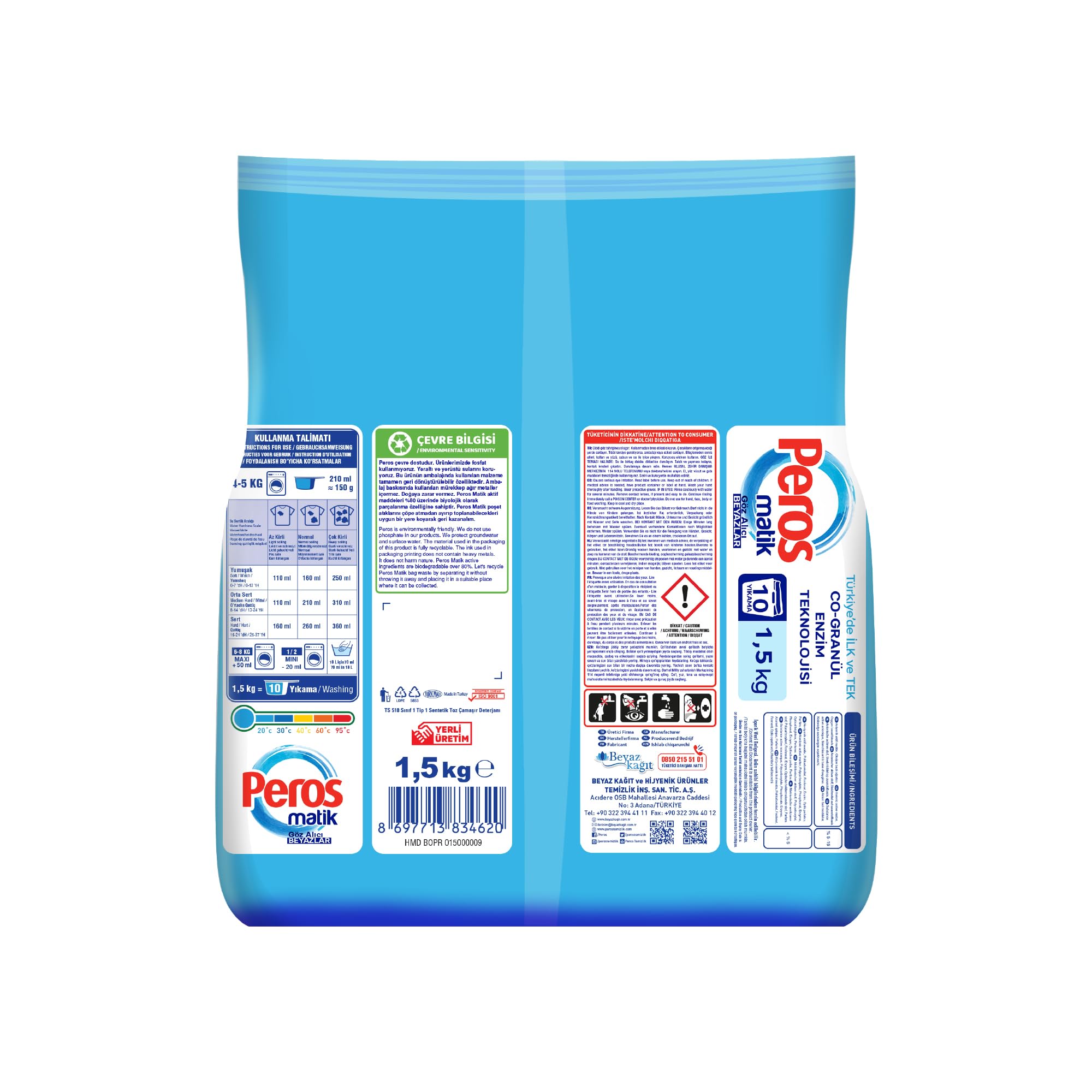 Peros Toz Çamaşır Deterjanı Göz Alıcı Beyazlar 1500 G