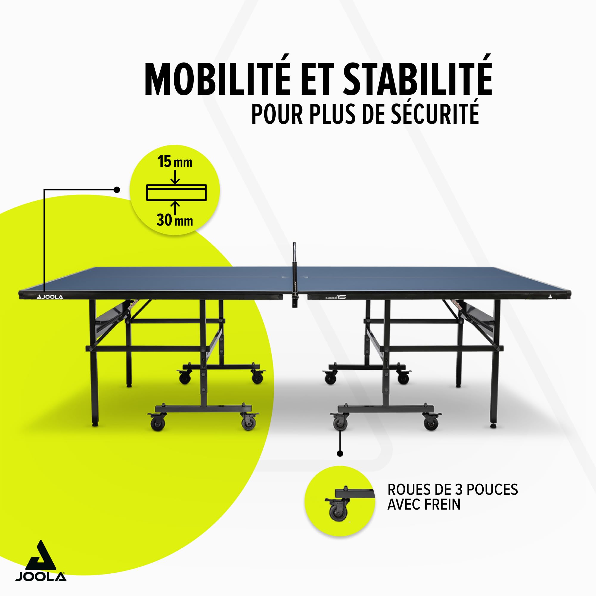 JOOLA Tables de Tennis de Table Inside, Table de ping-Pong d'intérieur, Piètement Pliable - Montage Rapide - Filet Inclus, 274 x 152,5 x 76 cm, Inside 15