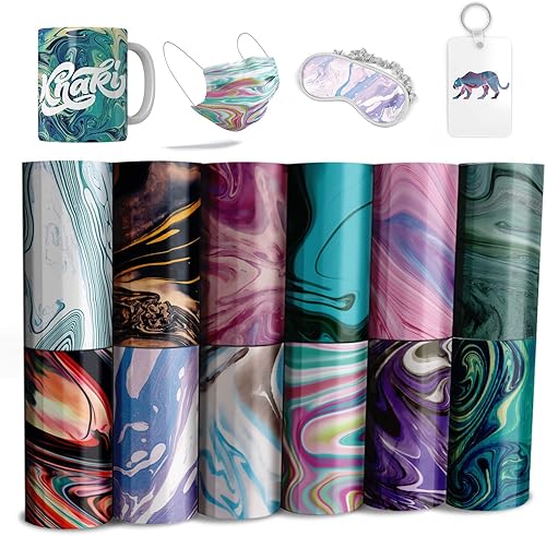 Vista 29 de Lucky Goddness - Hojas de transferencia, 12 piezas de 12 x 4.5 pulgadas, patrón geométrico, papel de sublimación de transferencia de calor