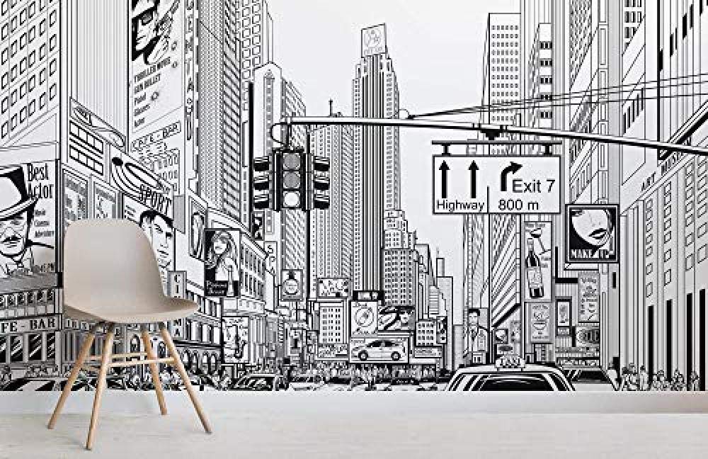ZZXIAO Pared Pintado Papel tapiz 3D ilustrado de NYC Mural Decoración Fotográfico Fotomural sala sofá pared mural-350cm×256cm