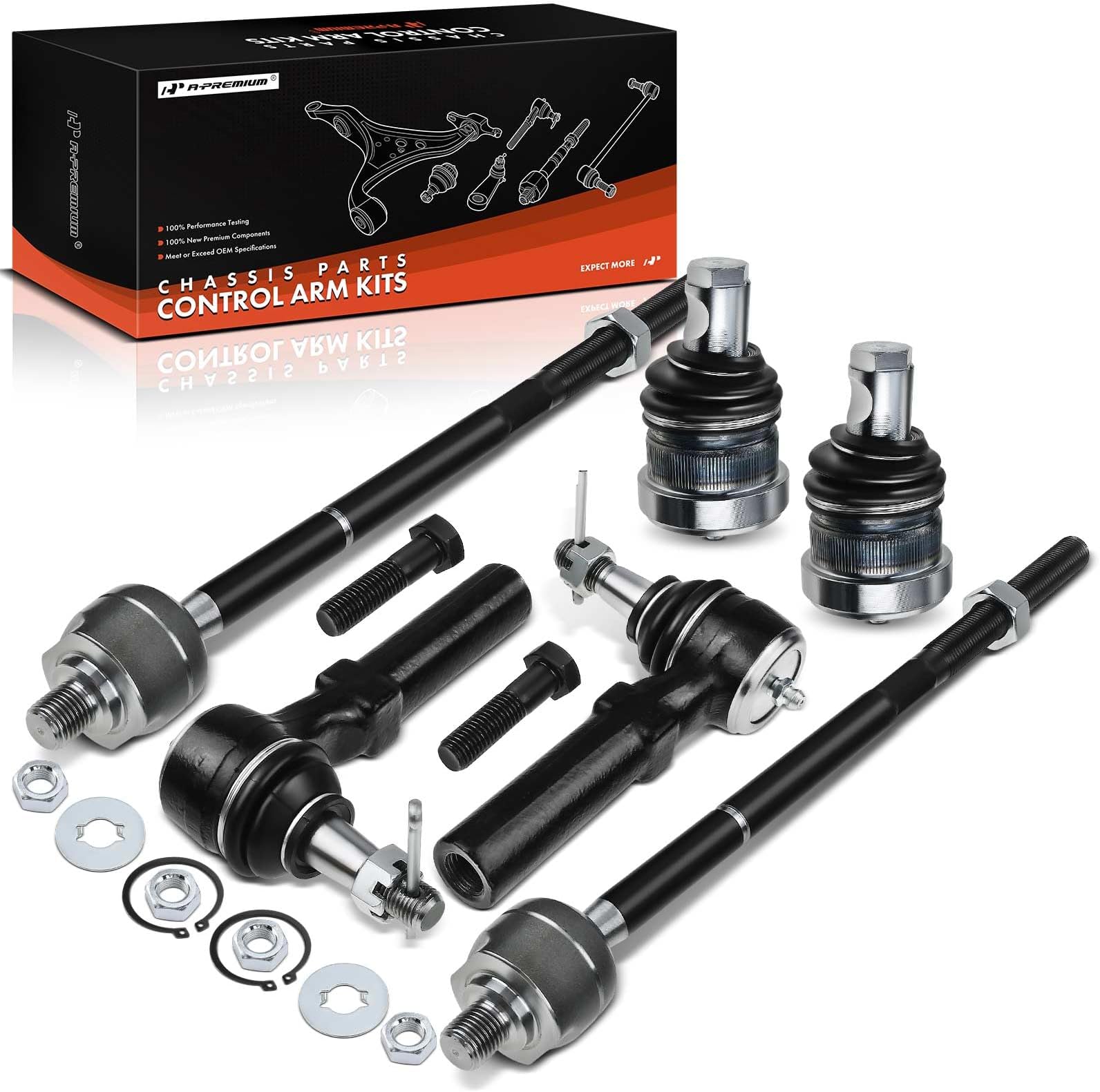 6Pcs Suspension Kit, Inner Outer Tie Rod End, Front Lower Ball Joint, Compatible with Dodge Grand Caravan/Caravan Chrysler Town & Country Plymouth Grand Voyager/Voyager 1996-2000