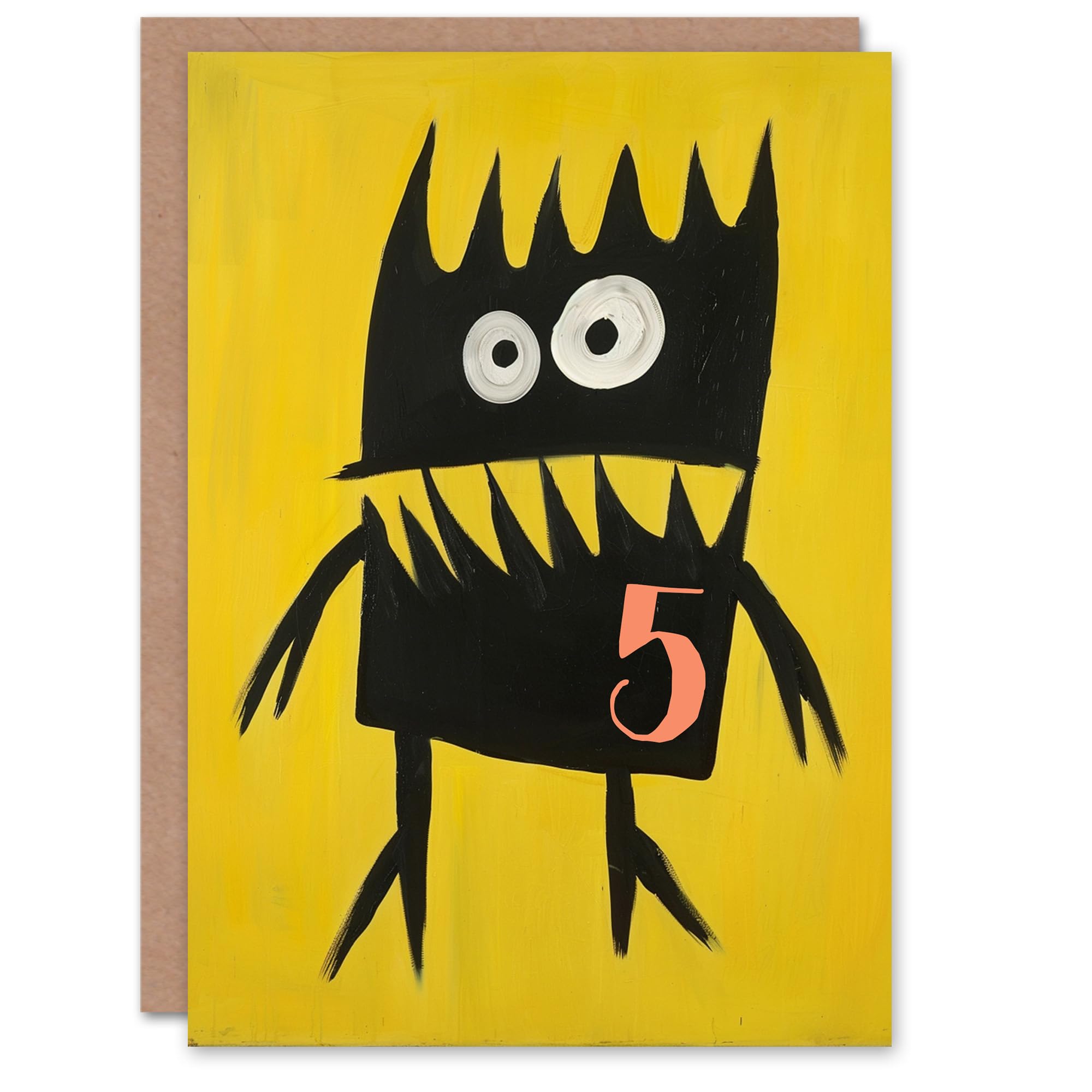 Artery8 Greeting Card - Age 5 Birthday Card - Yellow