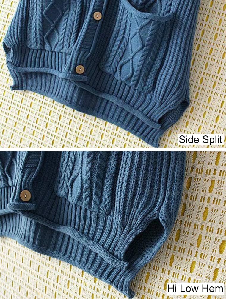 FTCayanz Women's Sweater Vest Button Down Cable Knit Cardigan Outwear