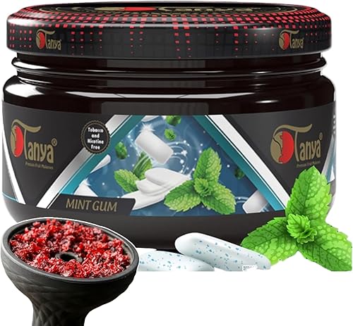 Tanya Herbal 100% nicotina y tabaco libre Shisha cachimba sabores 250G bolsa (goma de mascar menta)