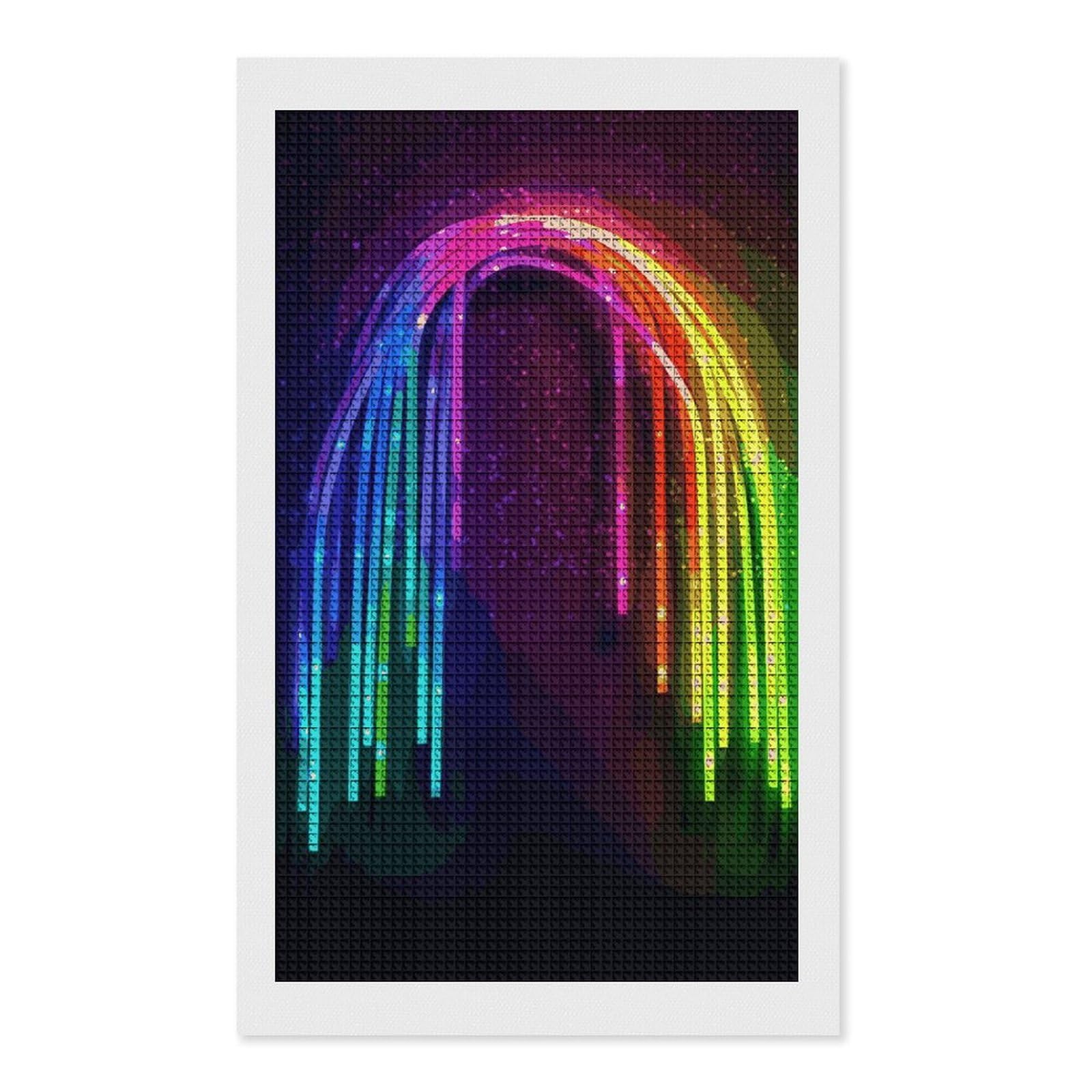 FodPand Rainbow Neon 5D Diamond Painting Kits for Adults Beginners Full Drill Square Diamond Dots Pictures Gem Art Supplies for Home Wall Room Decoration DIY Craft Set Gift 12x20