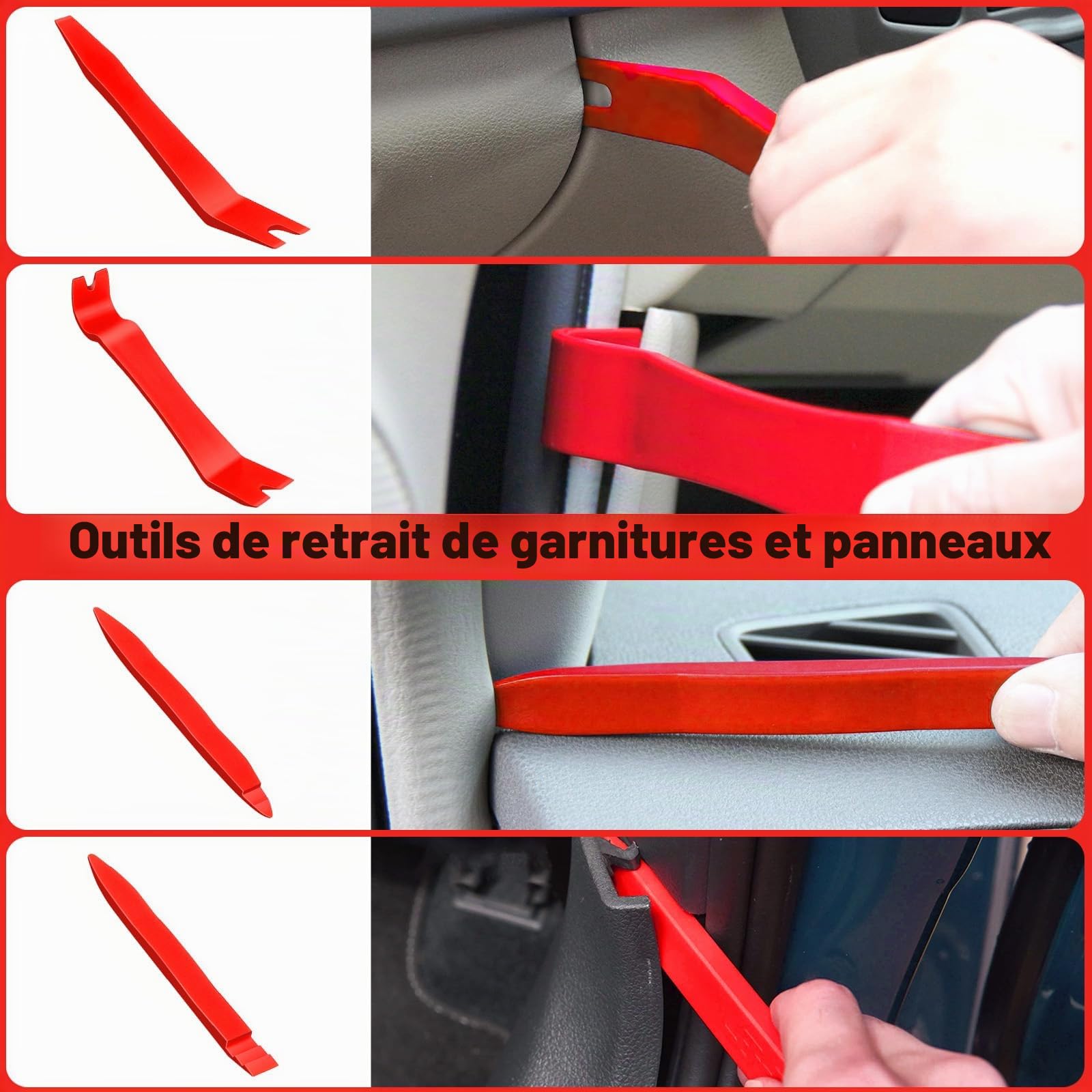 Lot de 7 pinces à clip et extracteur de fixation, kit de réparation de rivets de garniture de voiture avec sac de rangement pour panneau de porte automobile, tapisserie, tableau de bord