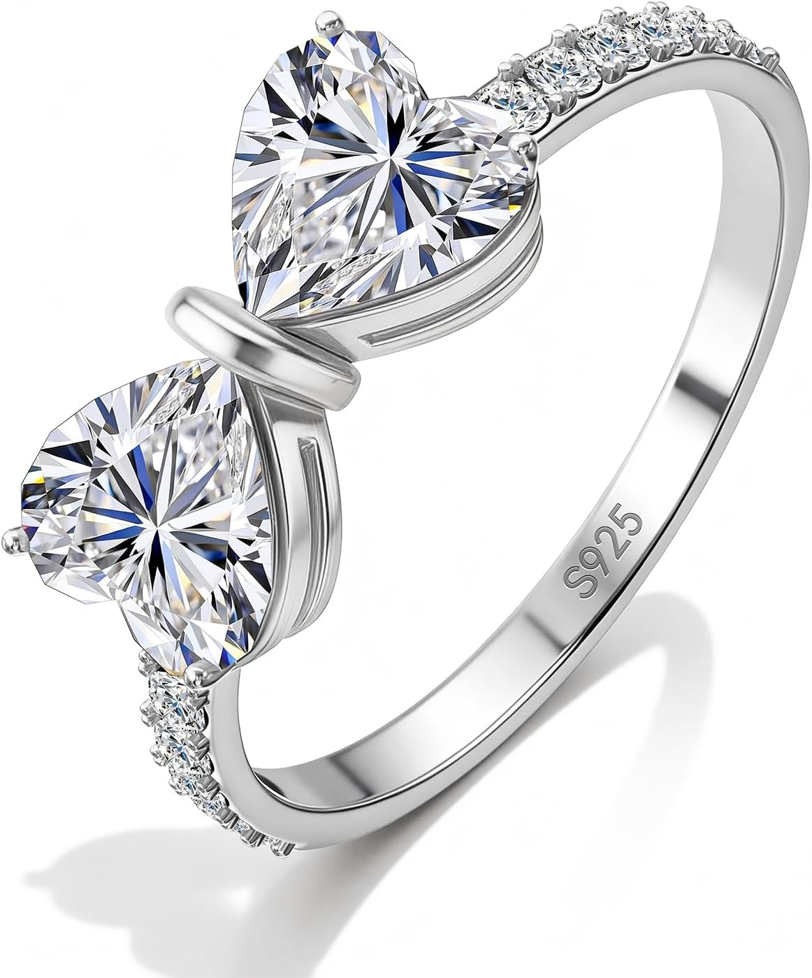 Moissanite Ring for Women 1.6CT Heart Cut D VVS1 Color Moissanite Rings Sterling Silver Engagement Wedding Band Jewelry Gift Promise Rings for Her