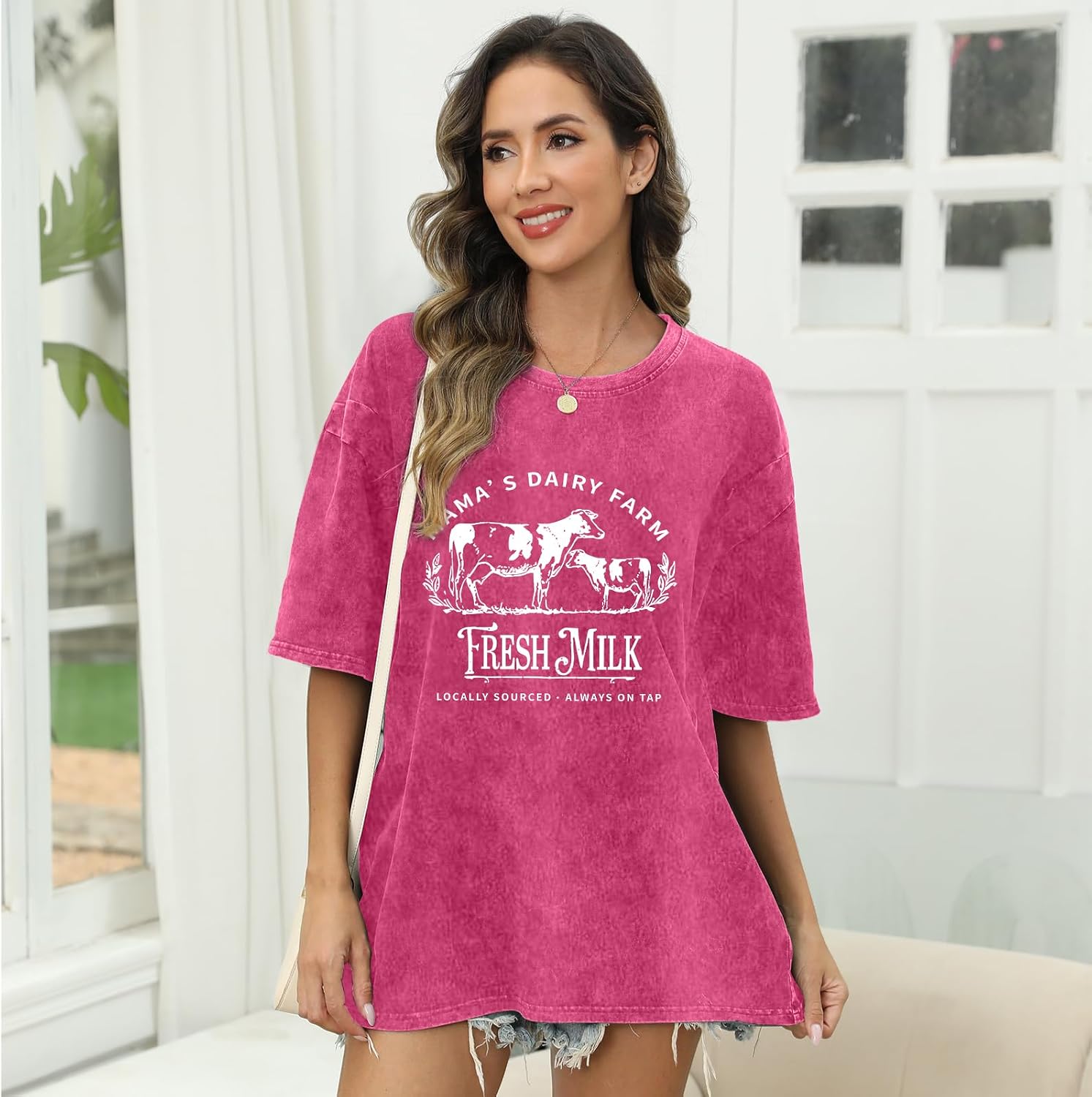 Wrenpies Zipper Nursing Friendly Tops for Women Breastfeeding Maternity Shirts Cotton Oversized Graphic Acid Wash Funny Tees