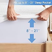 Vista 4 de Hanherry 100% Waterproof Mattress Protector Queen Size, Mattress Cover 3D Air Fabric Cooling Mattress Pad Cover Smooth Soft Breathable Noiseless