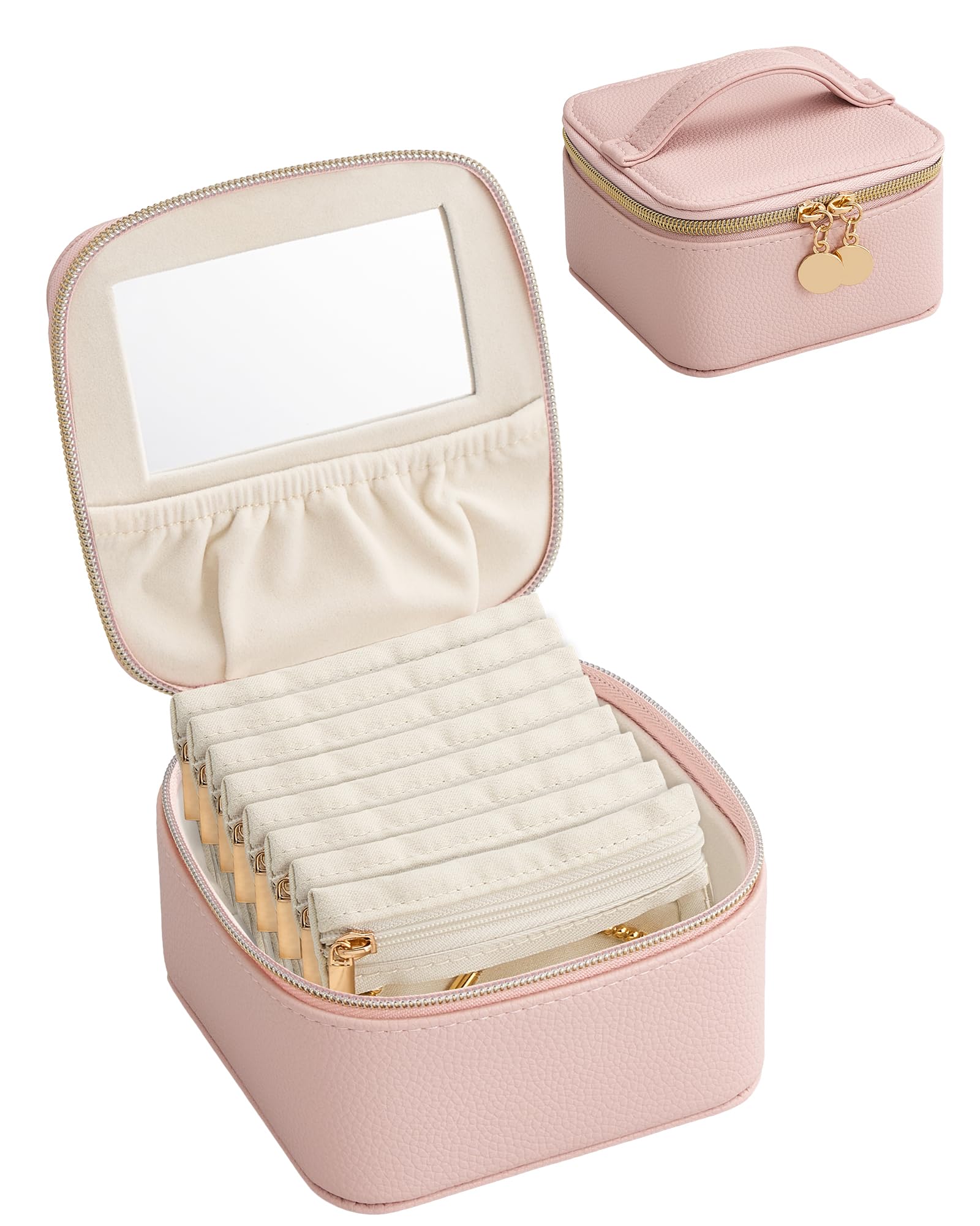 Lolalet Travel Jewelry Organizer for Women, Jewelry Case with Mirror