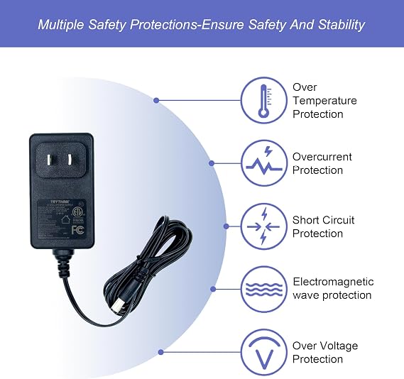 24V 1A Power Supply, 6 FT Power Cord ETL Certified AC 100V-240V to DC 24 Volt Power Supply Adapter with 5.5mm x 2.1mm Plug and 9 Interchangeable Plug, for 24V Electronic Devices ONLY