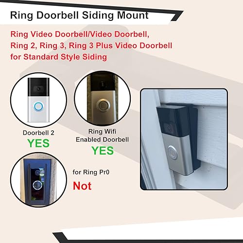 Miniatura 3 de AMTHKNO Soporte lateral de vinilo de video placa de ajuste de ángulo de adaptador con accesorios para timbre de video timbre de video anillo 2