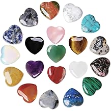 20 PCS Heart Healing Crystals Gemstones, Crystal Gifts for Women Love Heart Crystals, Hearts Shape Reiki Spiritual Polished Quartz for Valentines Birthday Party Favors Spring Blessings Meditation