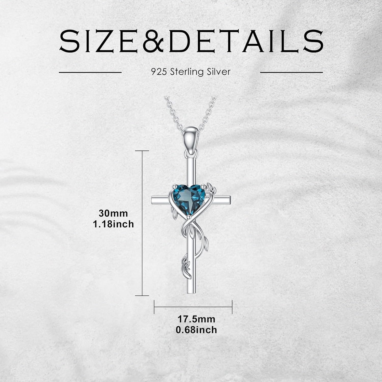 Natural Gem Cross Necklace for Women 925 Sterling Silver Cross Necklace Jewelry Gift for Mom Wife