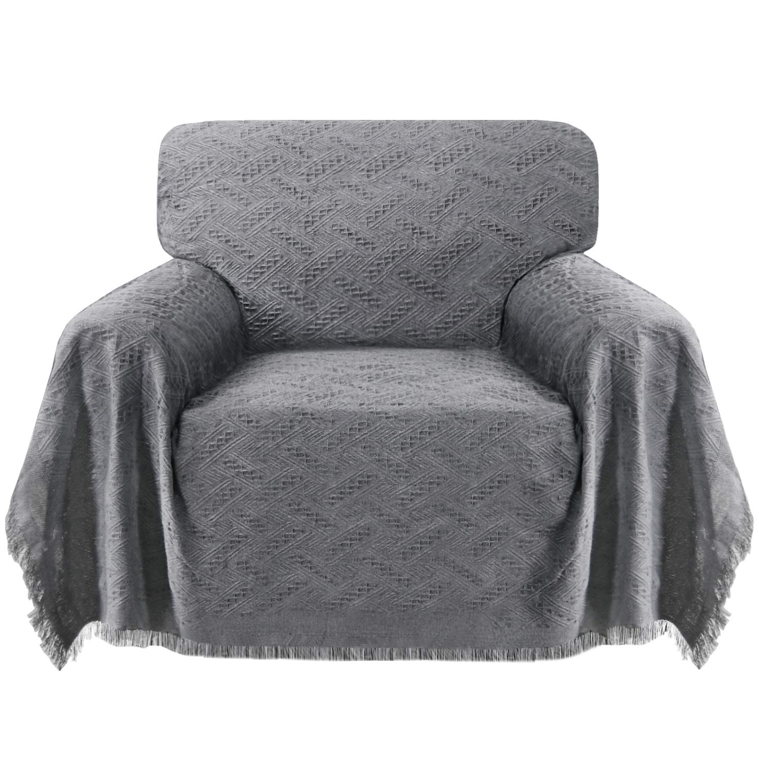 Bellahills Grey Sofa Cover For Armchairs Couch Covers Cotton Sofa Slipcovers Furniture Protectors From Pets Knitted Decorative Settee Covers (180X230cm, )