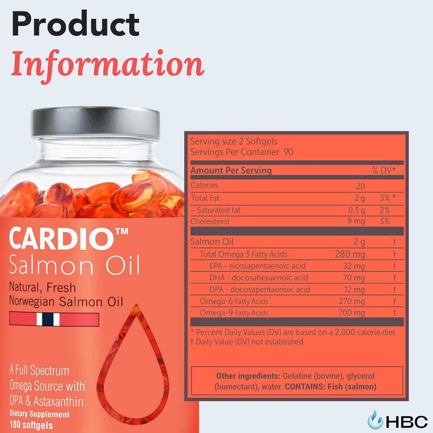 High Strength Omega 3 Fish Oil - 1000mg, Norwegian Salmon Oil with EPA & DHA, No Burping or Aftertaste, Omega 3 Fatty Acids Supplement for Eye, Brain & Heart, Triglyceride Form - 180 Capsules - Image 6