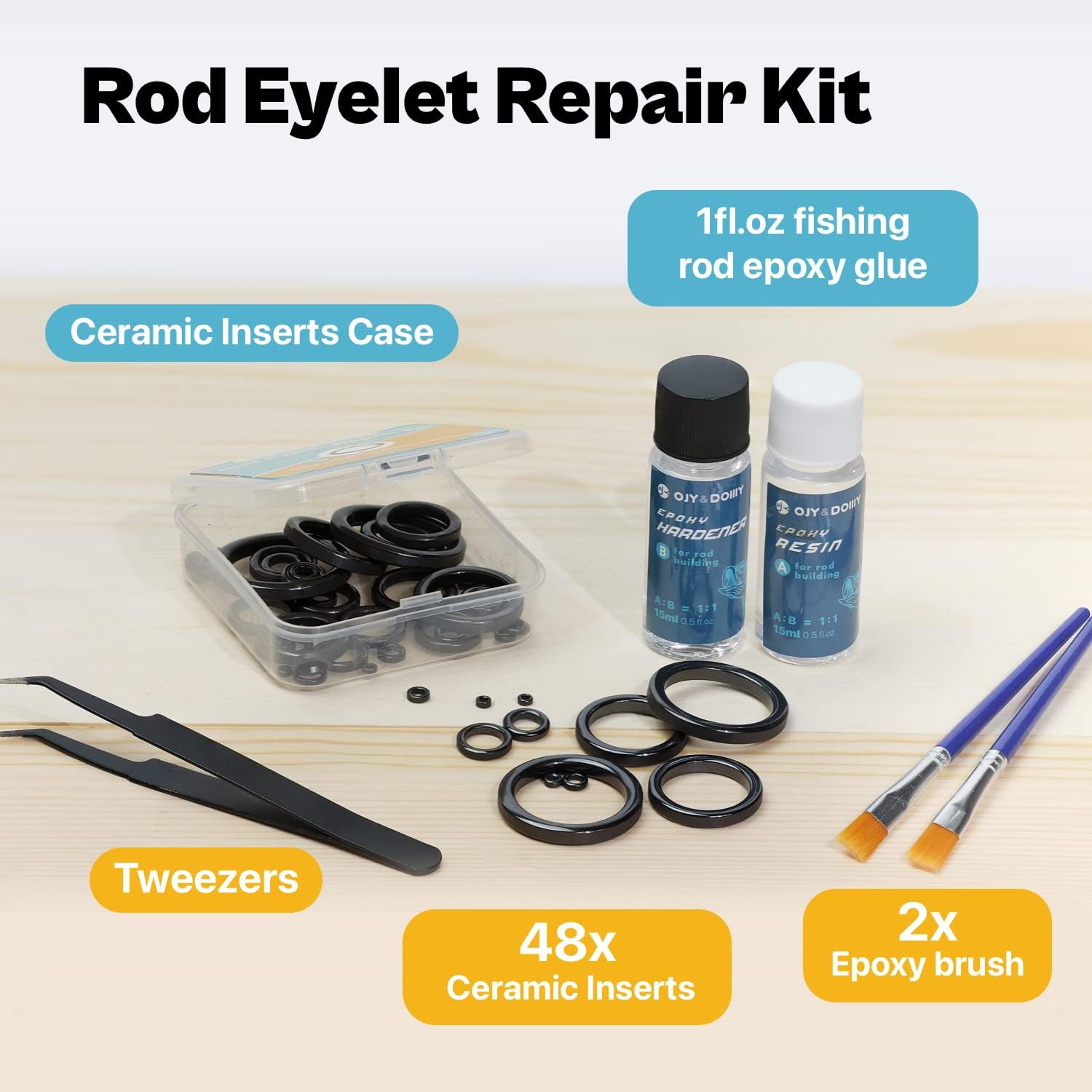 Fishing Rod Repair Kit,Fishing Pole Eyelet Ceramic Insert Eyes Repair with Supplies 28/56 Rings : Sports & Outdoors