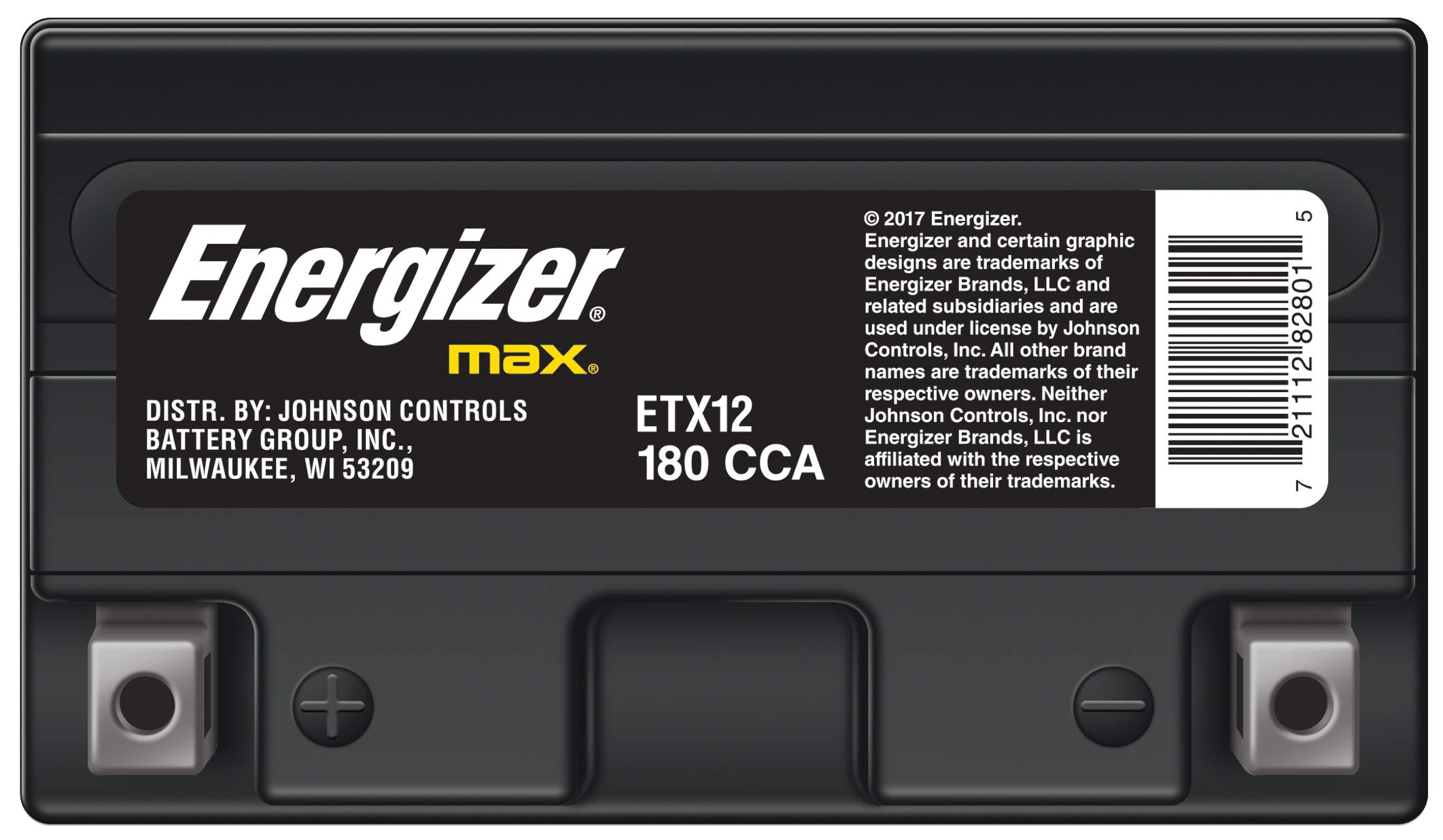 Energizer ETX12 TX12 AGM Motorcycle and ATV 12V Battery, 180 Cold