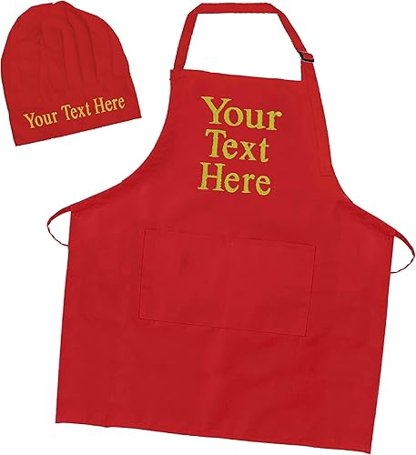 Miniatura 10 de Juego de gorro y delantal de chef personalizables, personalizado con cualquier nombre o texto