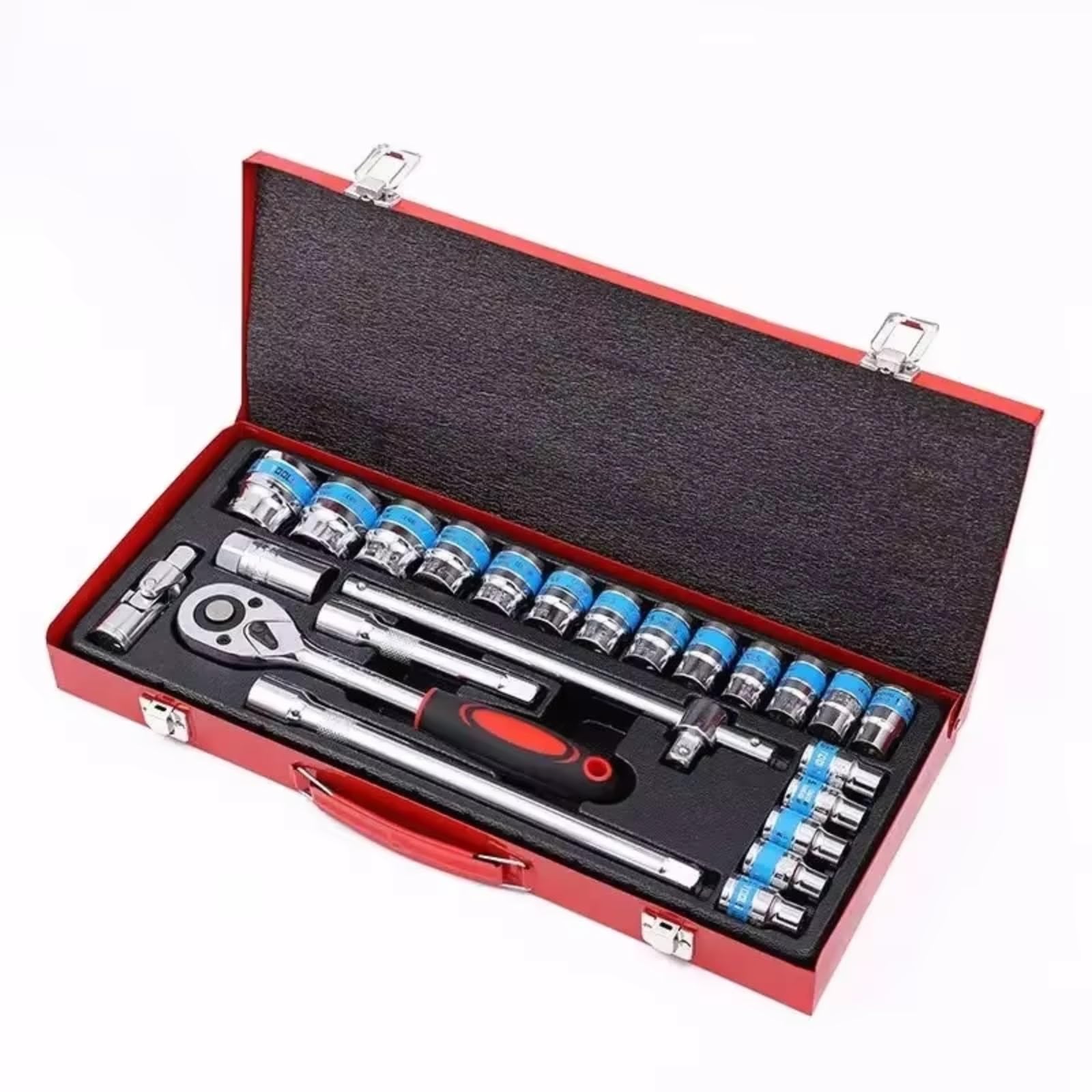 Juego Llaves Vaso 24 Uds 1/2 "Llave De Trinquete Combinación De Mantenimiento Mecánico Del Automóvil Kit De Herramientas De Reparación 8-32mm