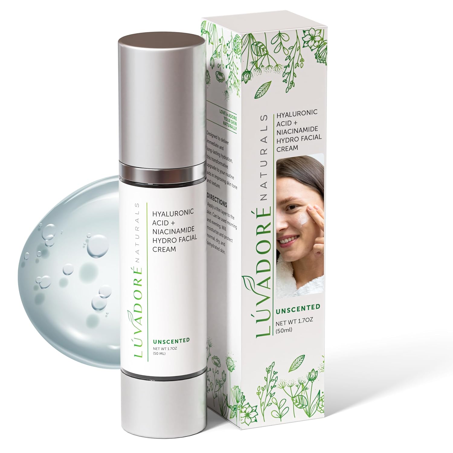 Hyaluronic Acid Niacinamide Facial Cream – Hydrating Face Moisturizer for Plump, Radiant Skin – Fast Absorbing Non-Greasy Hyaluronic Acid Moisturizer for All Skin Types