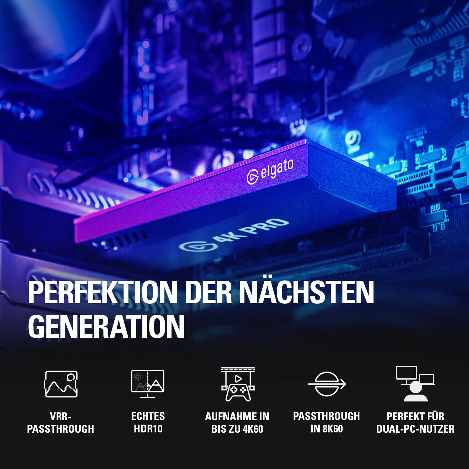 Elgato 4K Pro, Interne Capture-Karte: 8K60-Passthrough|4K60 HDR10 mit ultraniedriger Latenz auf PS5|Pro, Xbox Series X|S, Nintendo Switch 2, OBS und mehr, Streaming, kompatibel PC und Dual-PC-Setups