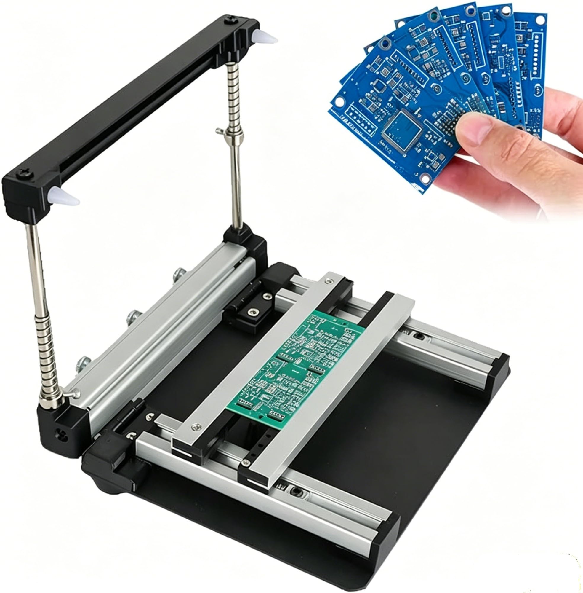 Mesa de impresión de pasta de soldadura para malla de acero SMT Estación de serigrafía manual de pequeño formato para producción en lotes pequeños(20x20)
