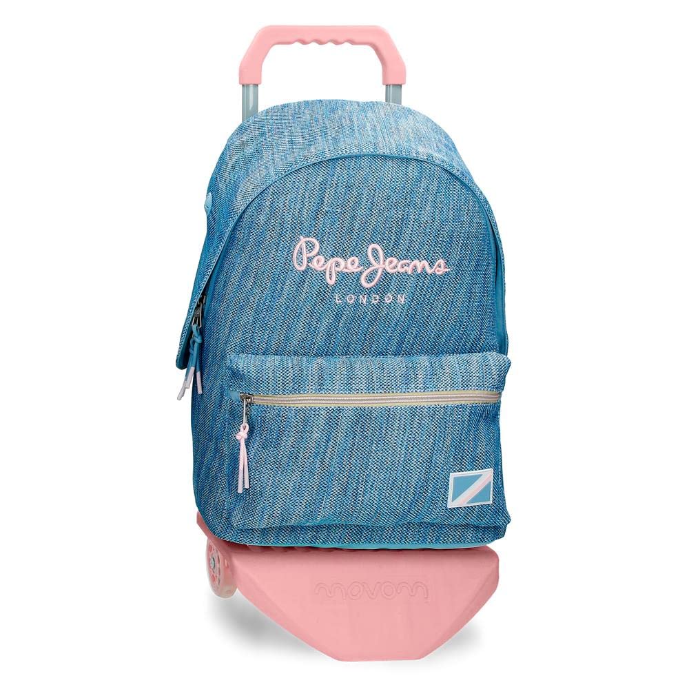 Pepe Jeans Lena Mochila Escolar con Carro Azul 31x42x17,5 cms Poliéster