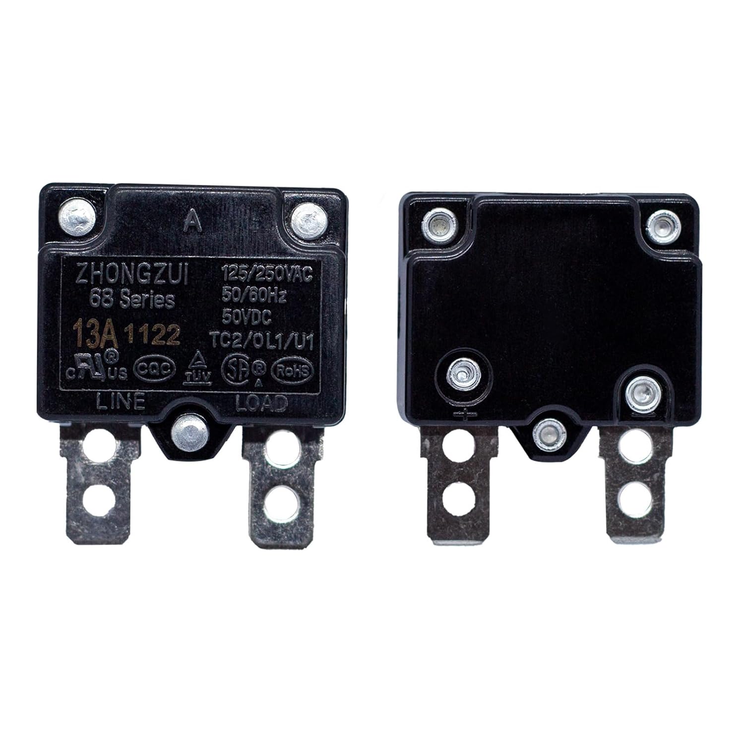 2Pcs 13A 125/250Vac 50Vdc Automatic Reset Relay Fuse Therma Switch Circuit Breaker