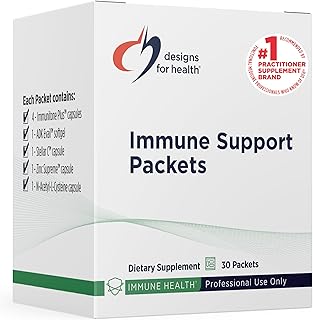 Designs for Health Immune Support Packets - One Month Supply with Immunitone Plus Mushroom Complex, Herbs, NAC, Vitamin D + K, Zinc, and Vitamin C (30 Packets)