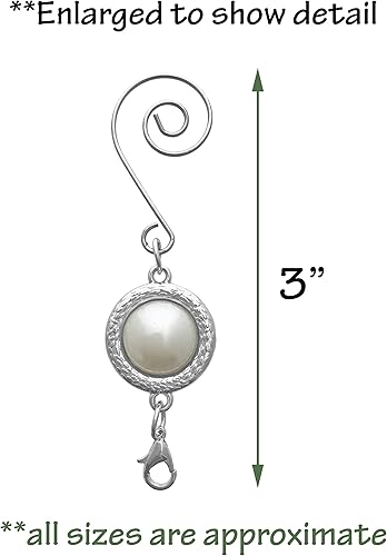 Miniatura 2 de Gancho para adornos de Navidad con gancho en S y pinza de langosta  Juego de 24  Perla blanca con ajuste plateado  Accesorios y detalles de Navidad