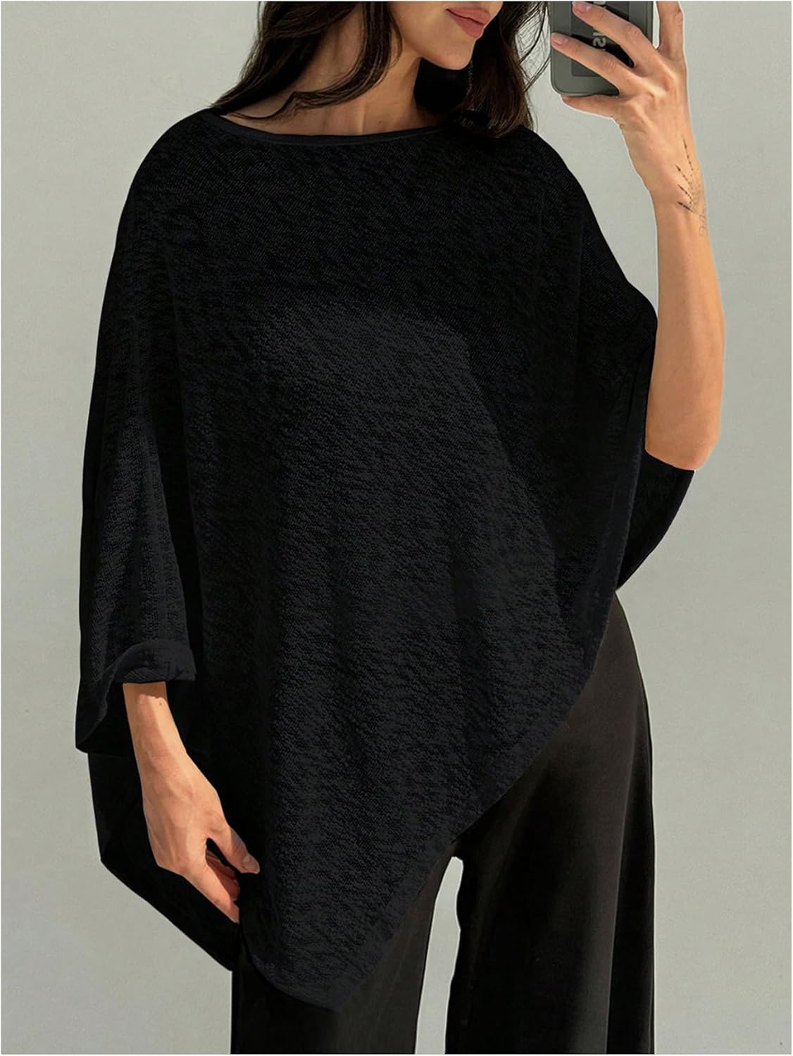 MakeMeChic Ponchos for Women Sheer Poncho Sweater Shawl Wraps Coverup - Image 5