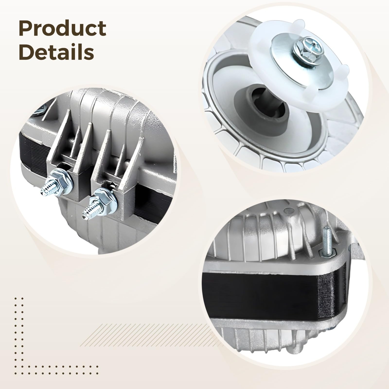 Motor de ventilador de condensador universal de 1/4, 1075 RPM, acero inoxidable, protección contra sobrecalentamiento, fácil de instalar para sistemas de refrigeración