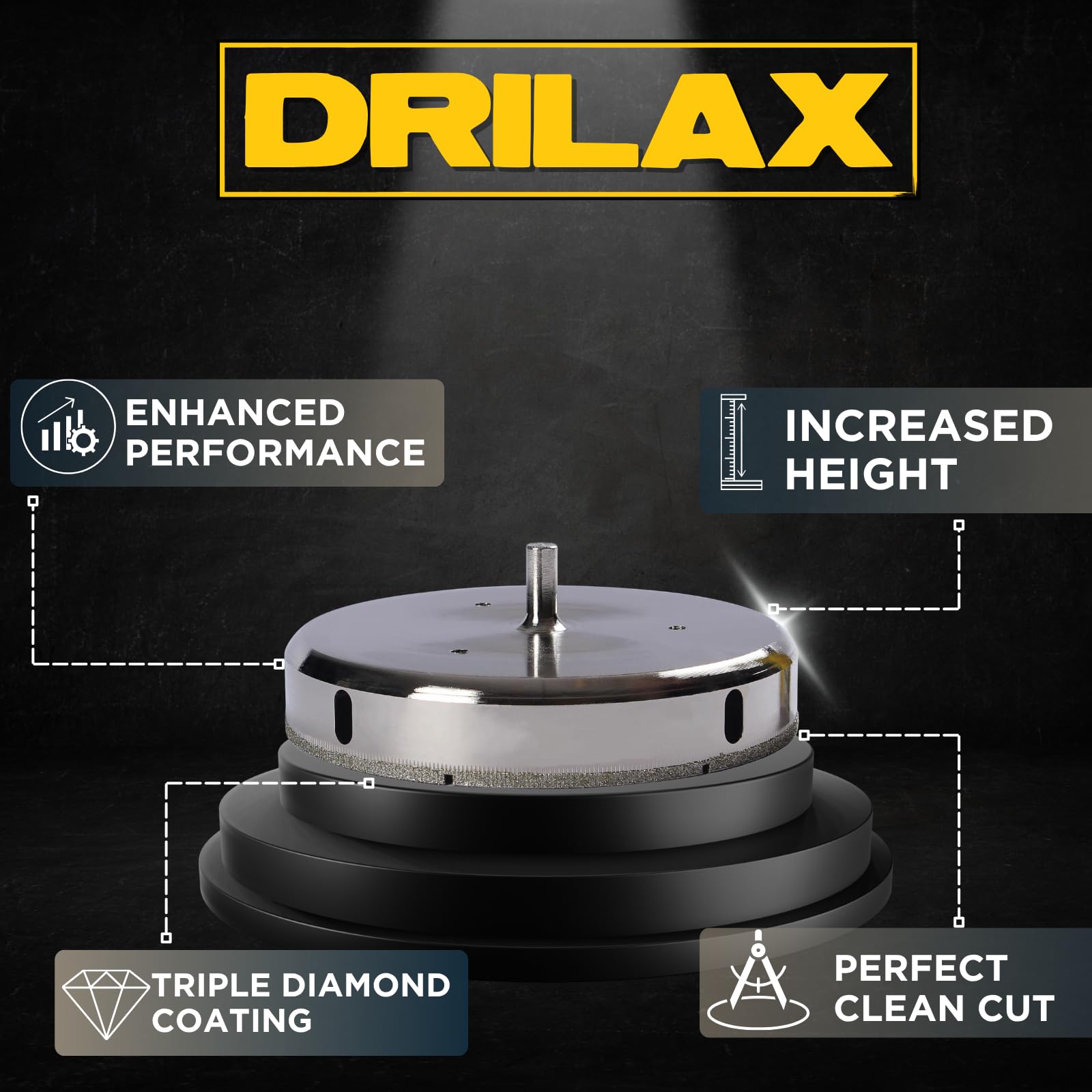 Drilax - Broca perforadora para sierra perforadora de diamantes, granito de vidrio, cerámica y porcelana, 7 pulgadas, para cocina, baño, ducha